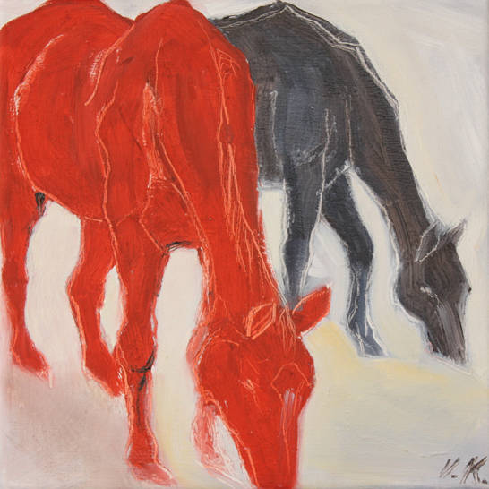 „Pferde schwarz rot gelb (2)"