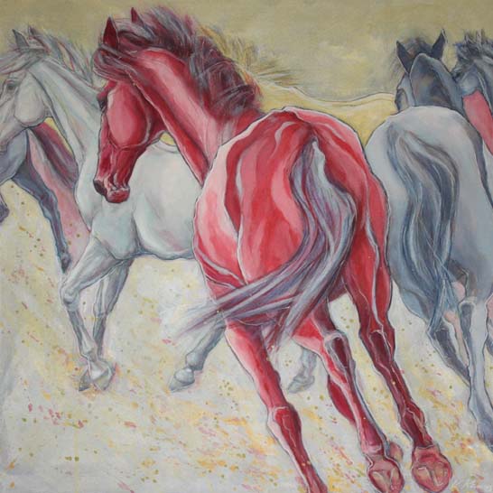 „rote und blaue Pferde (2)"