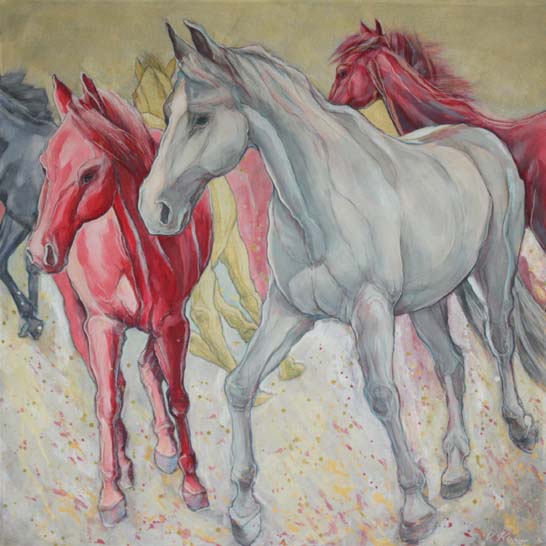 „rote und blaue Pferde (3)"